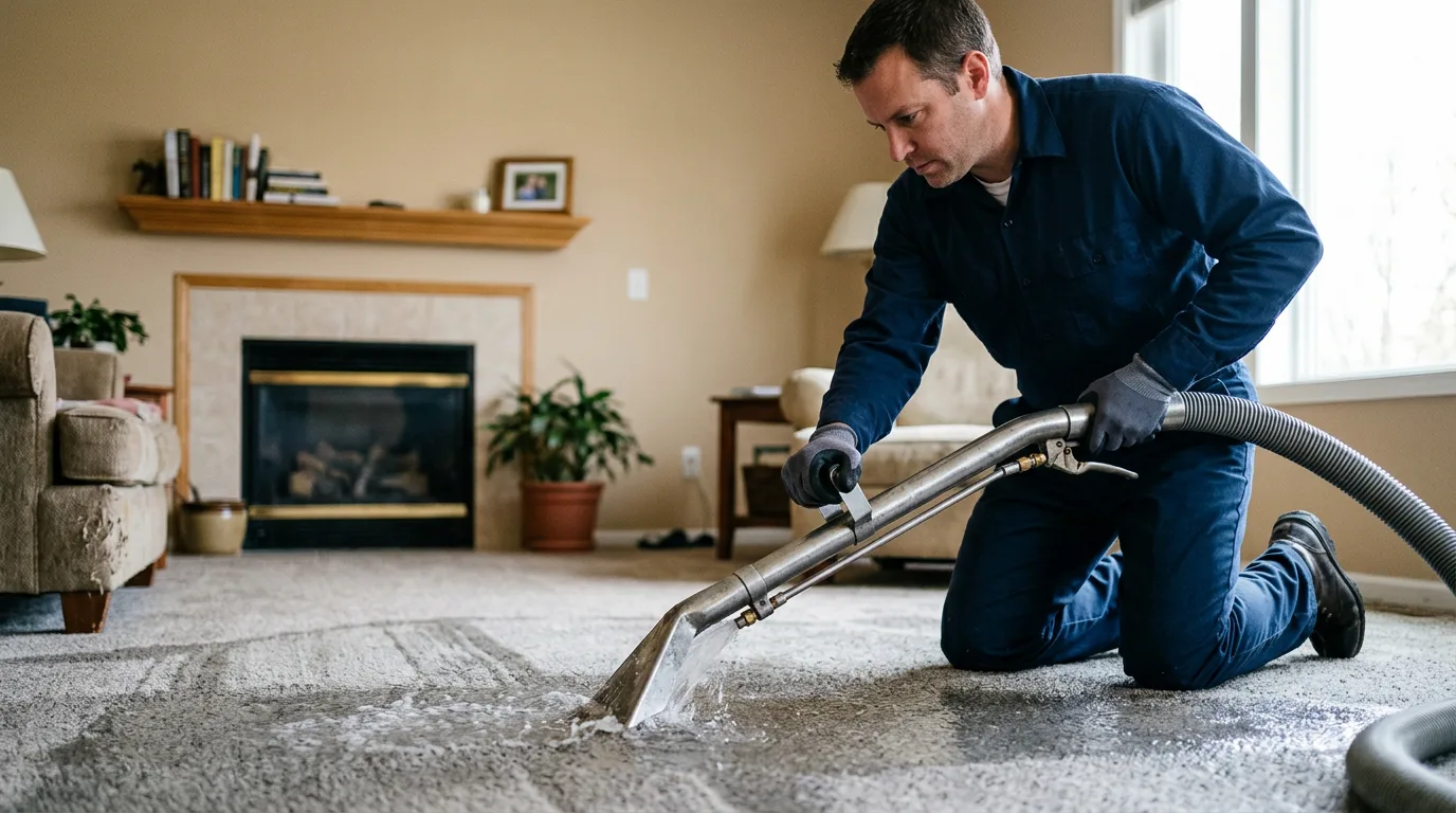 Water damage restoration technician working near Backus, MN
